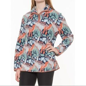 Colorful Mountain and Isles Patterned Fleece Pullover